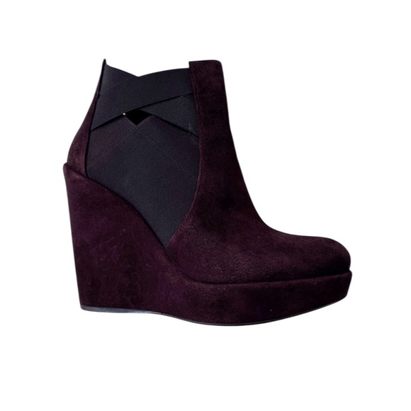 Stuart Weitzman Suede Hiyola Wedge Booties Ankle Boots Brown size 8 - Picture 1 of 11